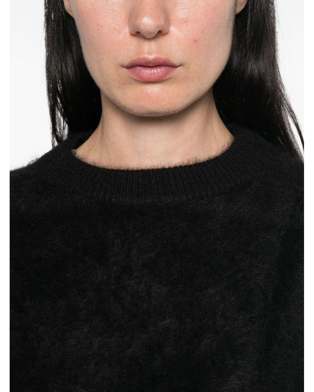 Soft Goat Black Wool Crewneck Jumper