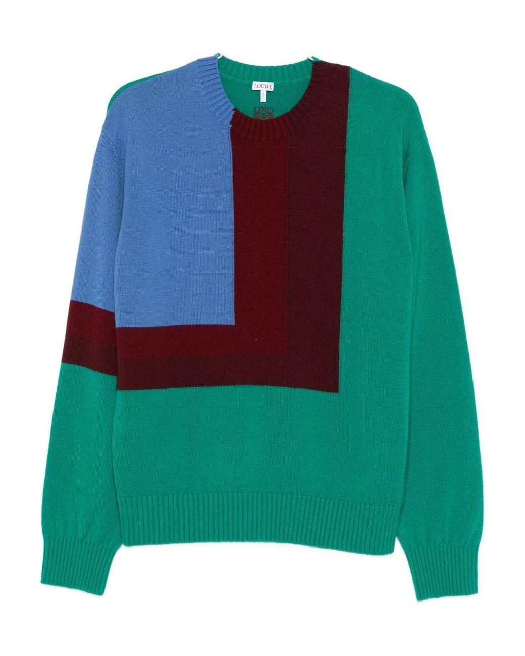Loewe Green Wool Crewneck Sweater for men