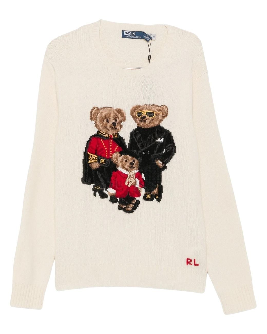Polo Ralph Lauren White Polo Bear Intarsia-Knit Sweater for men