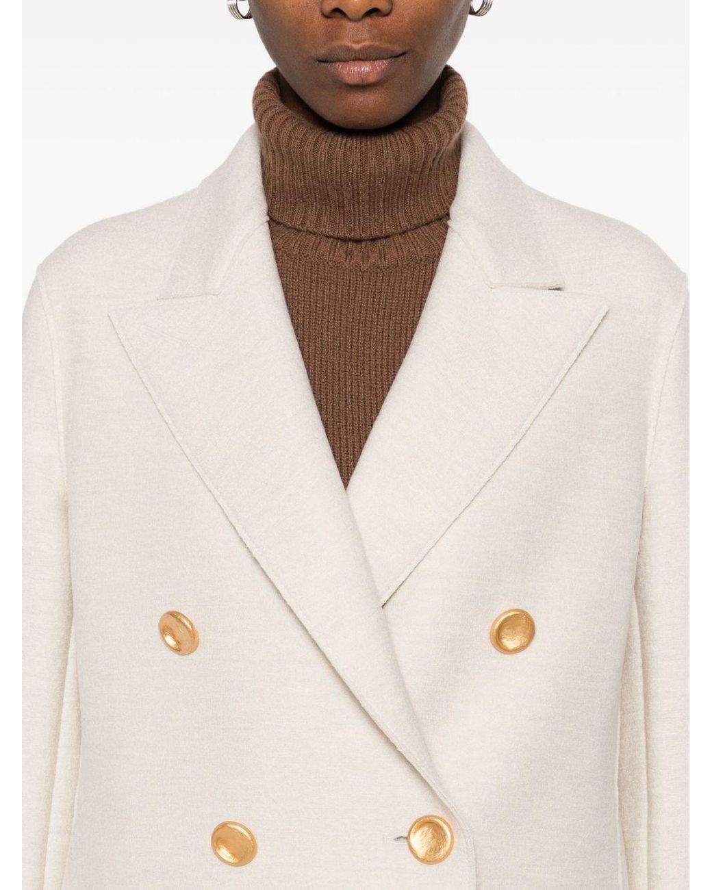 Harris Wharf London White Wool Double-Breasted Coat
