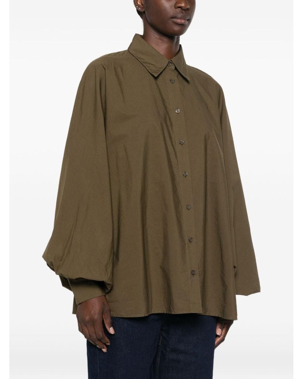 SOSUE Green Antonia Cotton Blouse