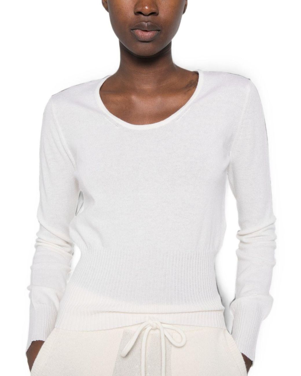 Max Mara White Wool Crewneck Sweater