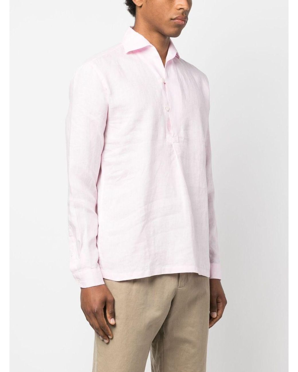 Doppiaa Pink Linen Shirt for men