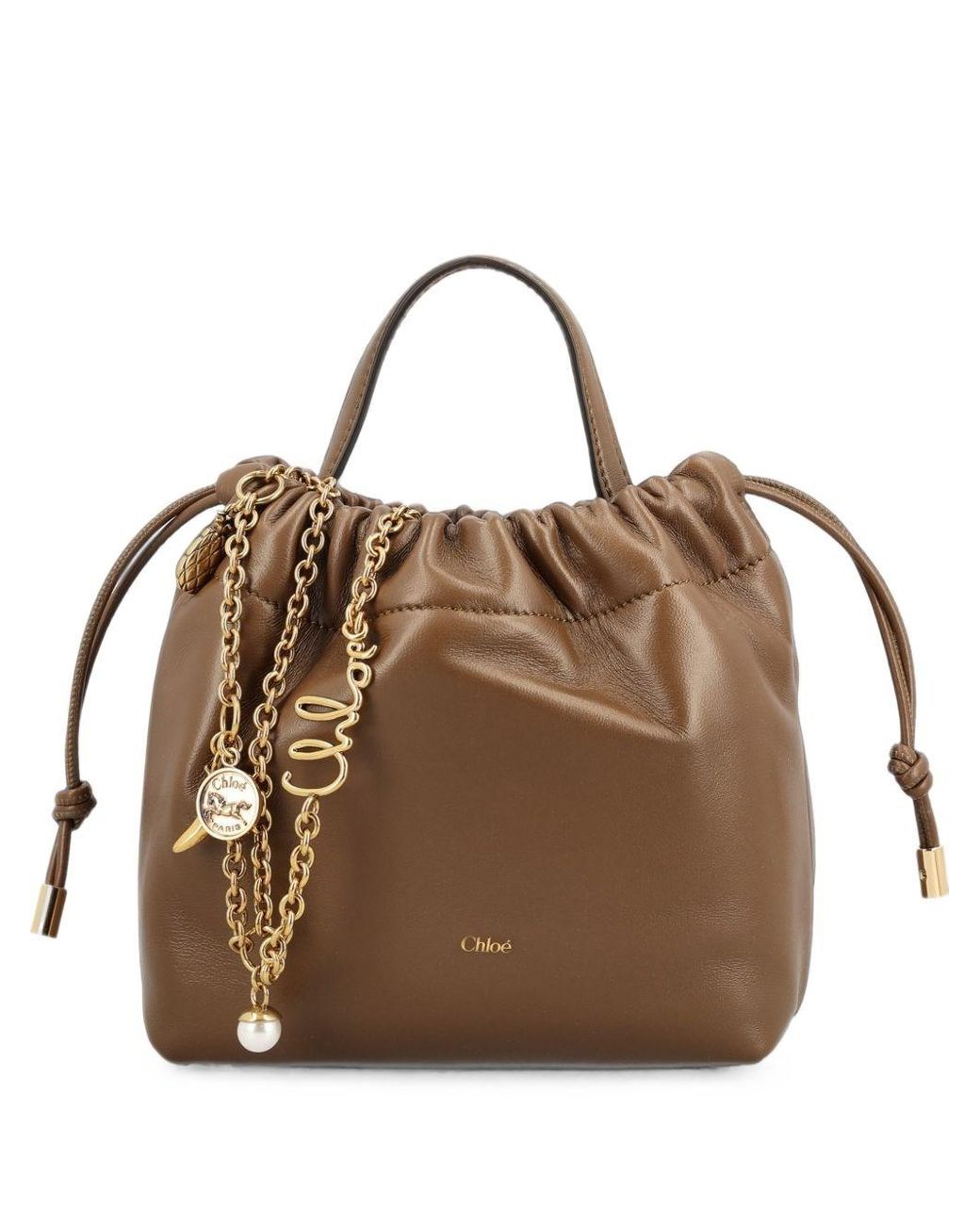 Chloé Brown Icons Leather Mini Bucket Bag