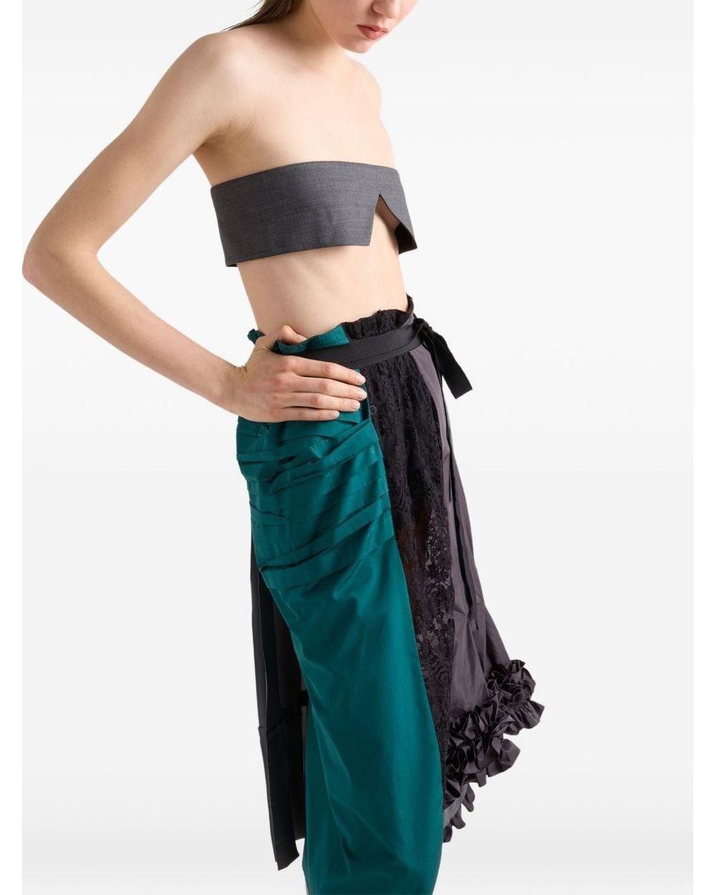 Prada Blue Patchwork Midi Skirt