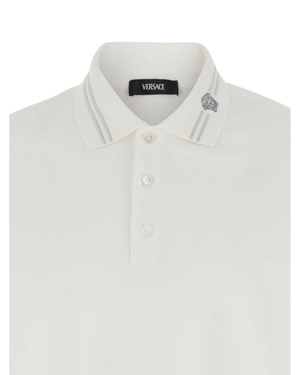 Versace White Cotton Polo Shirt for men