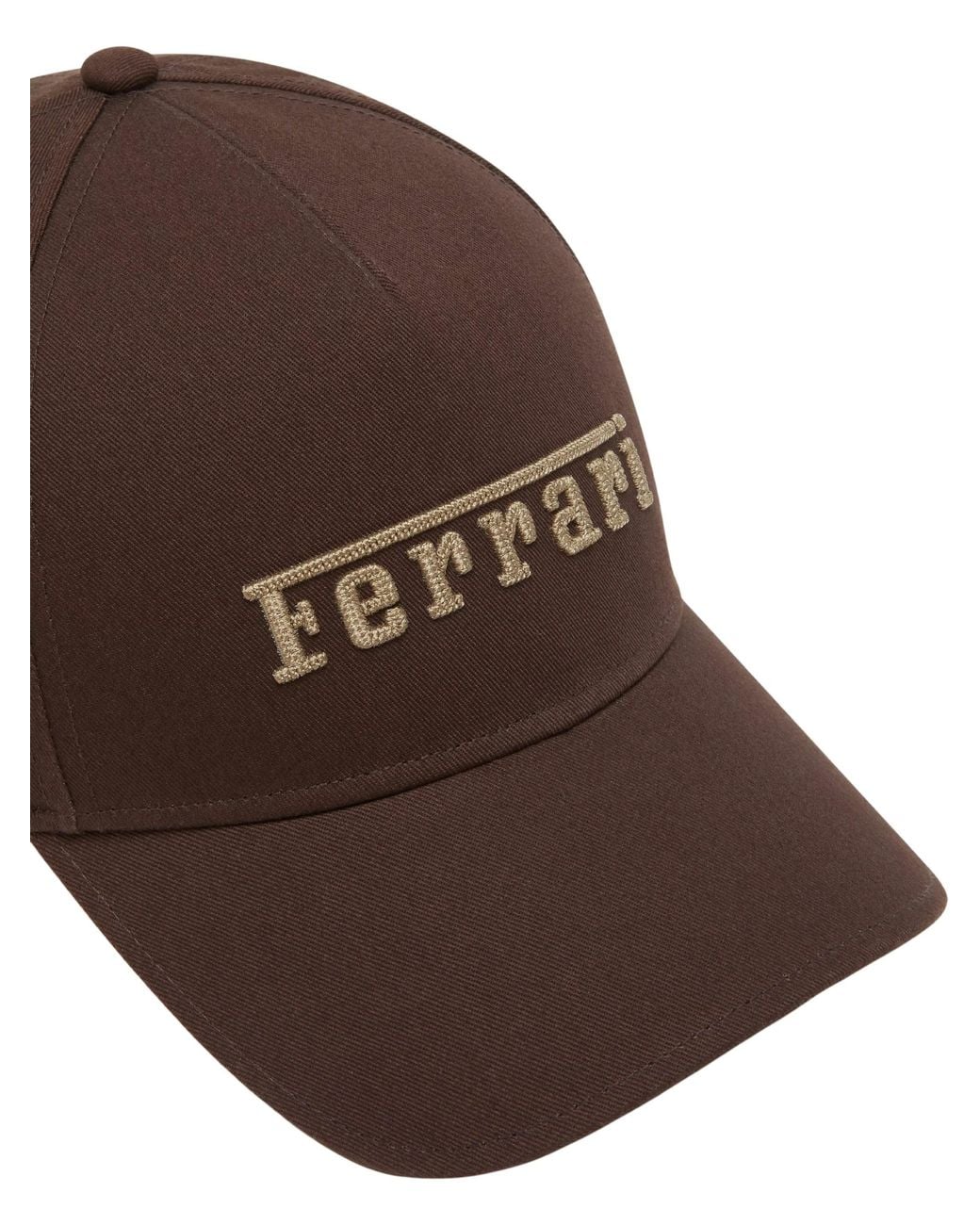 Ferrari Brown Cotton Twill Baseball Cap With Embroidered Logo By for men