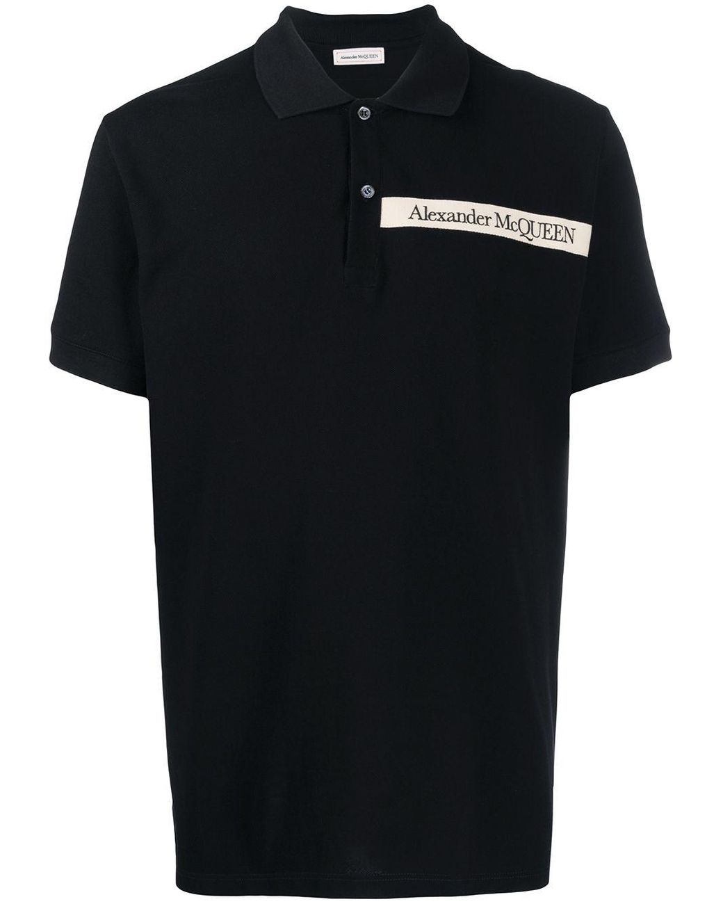 Alexander McQueen Cotton Logo-patch Polo Shirt in Black for Men - Save ...