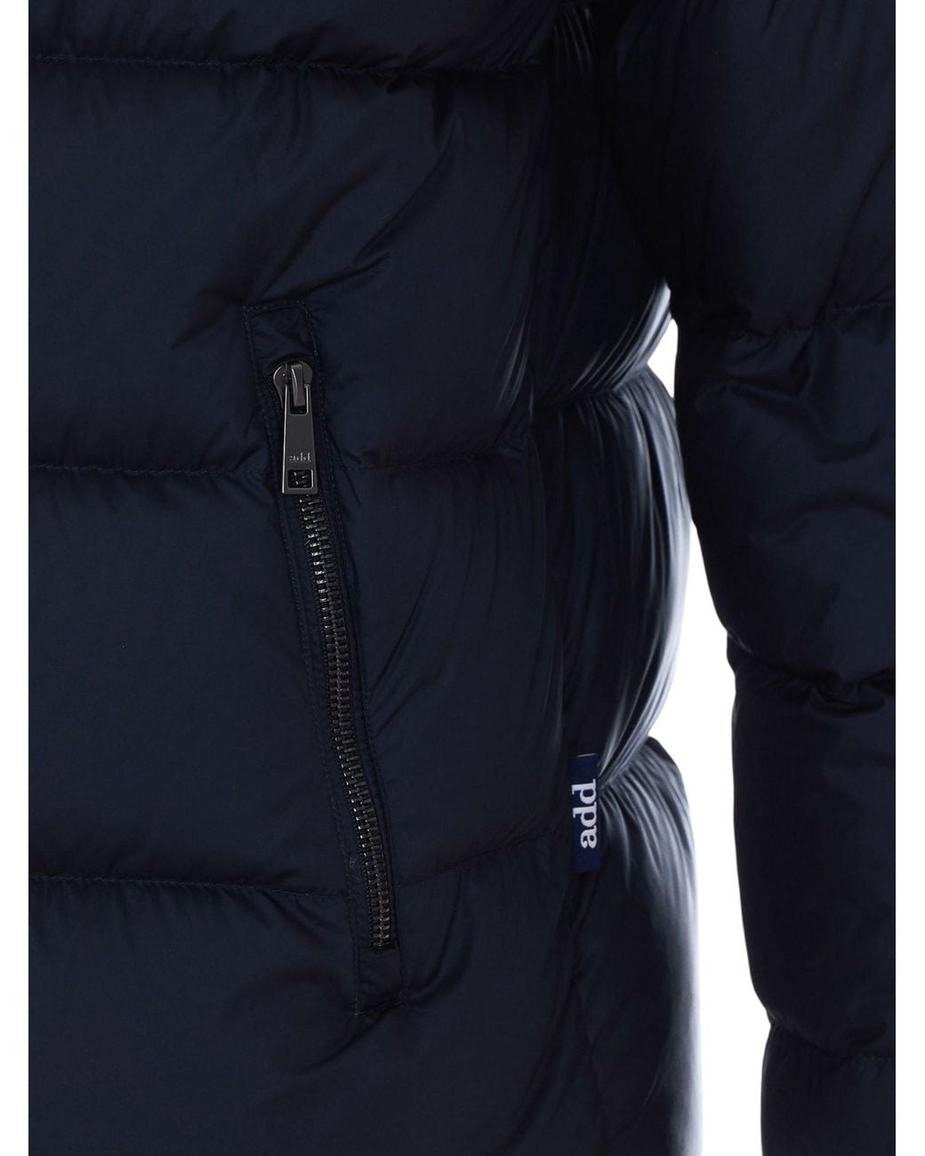 Add Blue Hooded Zip-Up Down Jacket for men