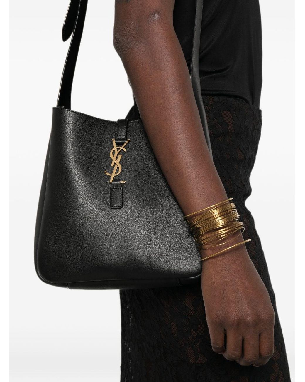 Saint Laurent Black Le 5 À 7 Leather Crossbody Bag