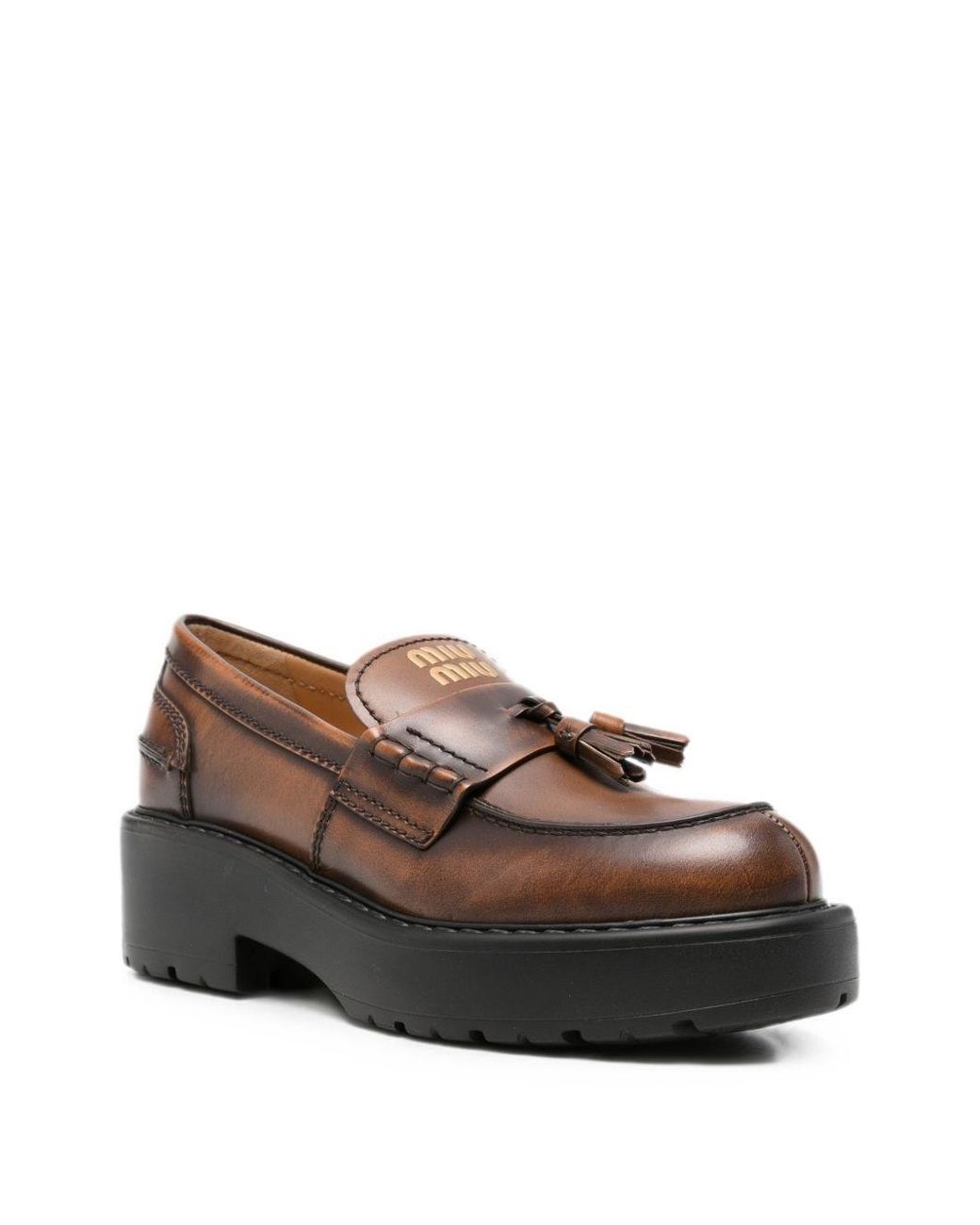 Miu Miu Brown Leather Loafers