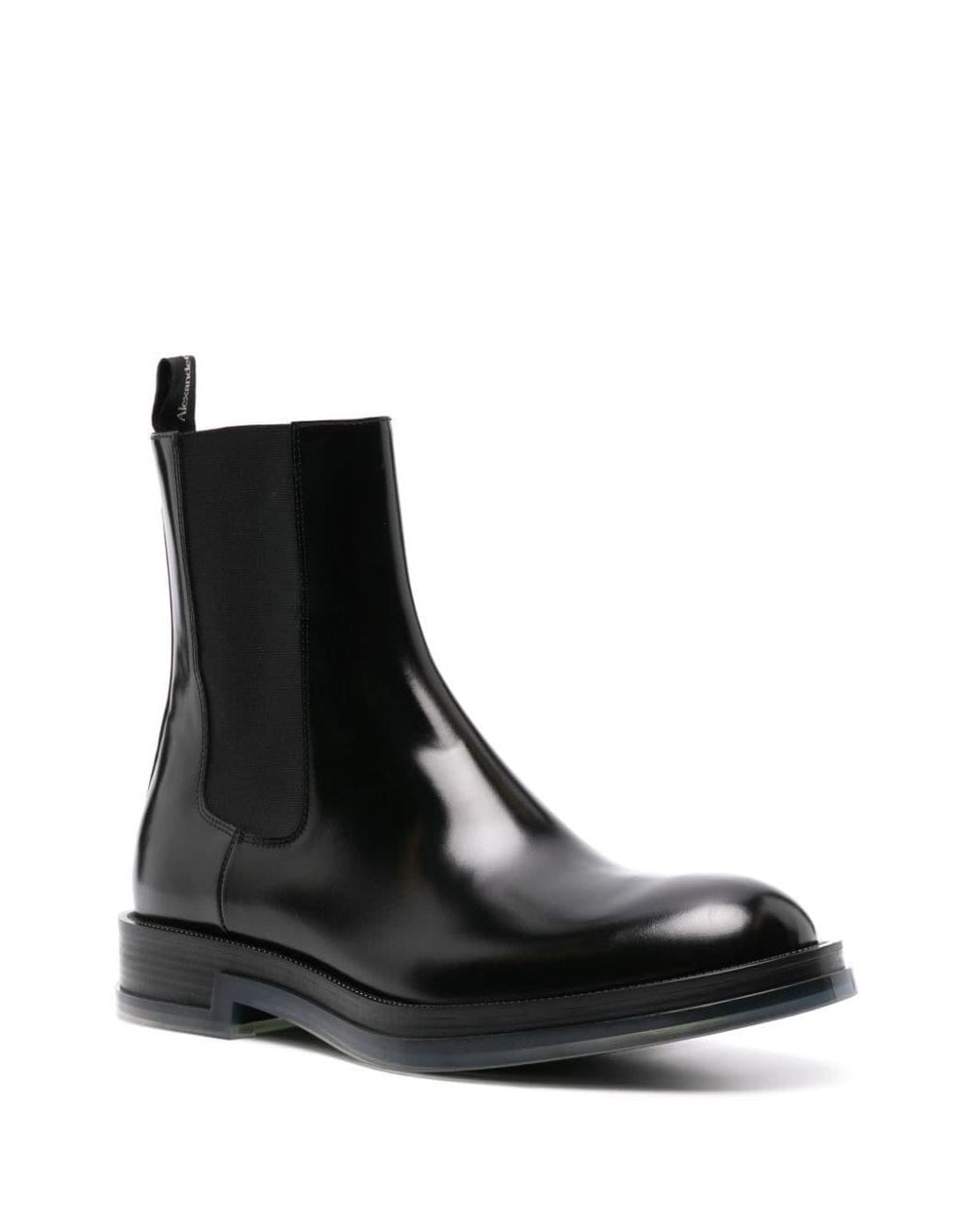 McQueen Black Calf Leather Chelsea Float Boots for men