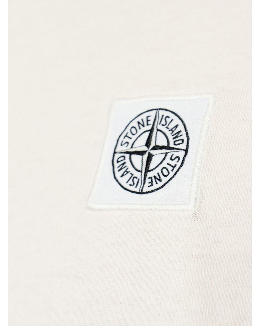 Stone Island White Logo Cotton T-Shirt for men
