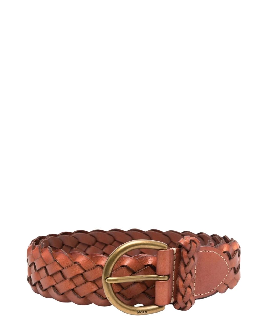 Polo Ralph Lauren White Interwoven-Design Buckle Belt