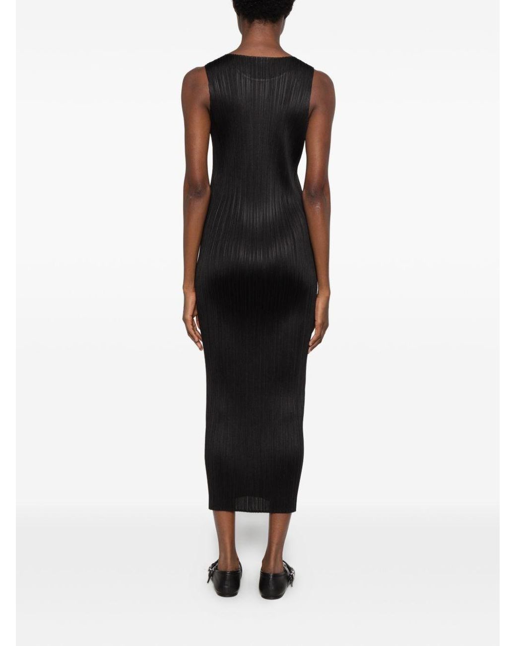 Pleats Please Issey Miyake Black Pleated Long Dress