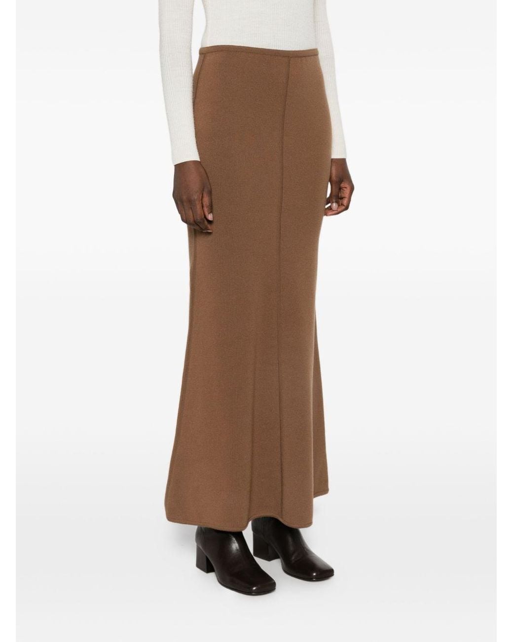 Max Mara Brown Wool And Cashmere Long Skirt