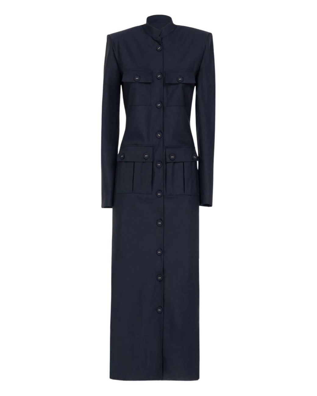 LES FILLES D'EVA Blue Wool Pocket Dress