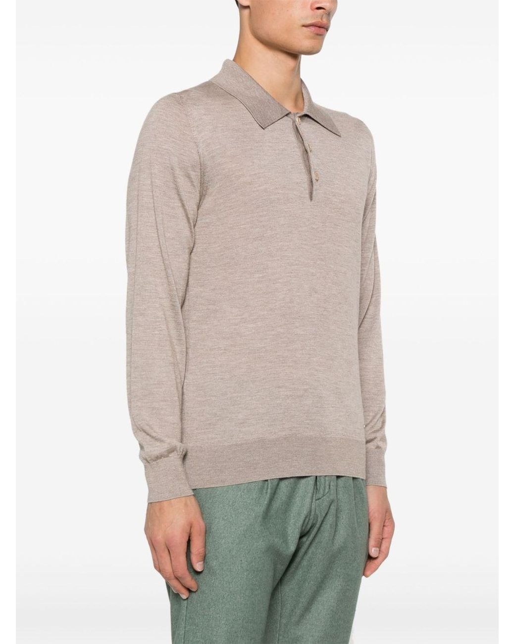 Brioni Natural Cashmere And Silk Polo Shirt for men