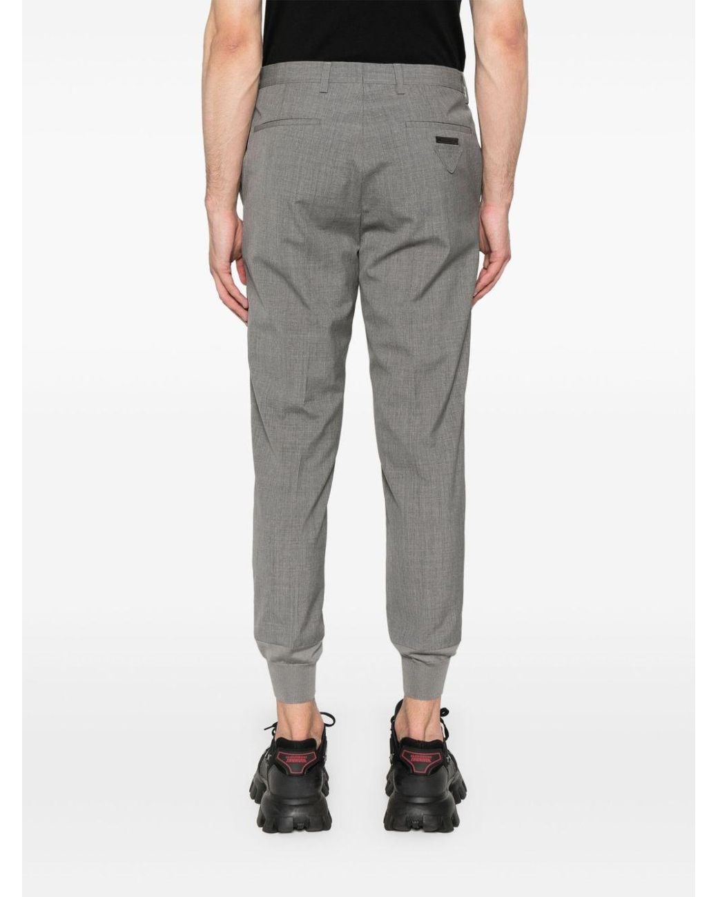 Prada Gray Wool Trousers for men