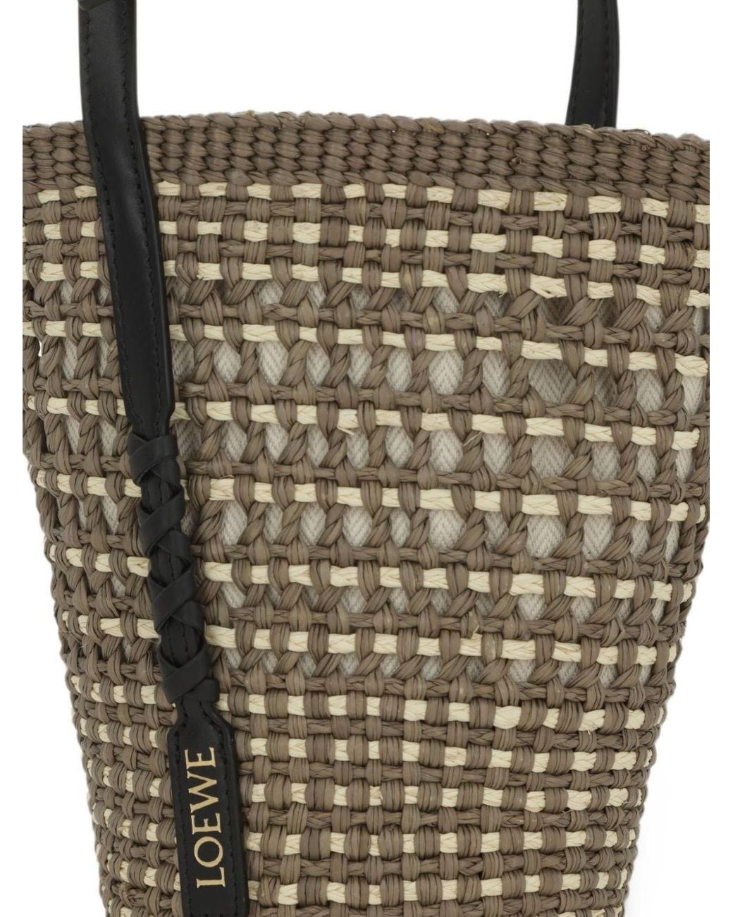 Loewe White Braid Rafia Bucket Bag