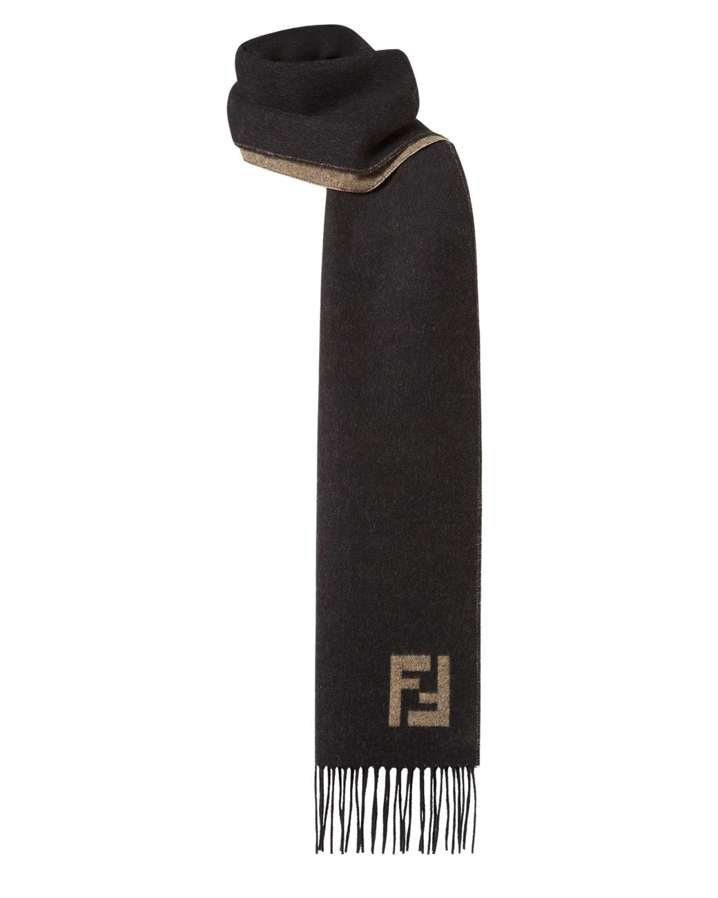 Fendi Gray Wool And Cashmere Scarf for men