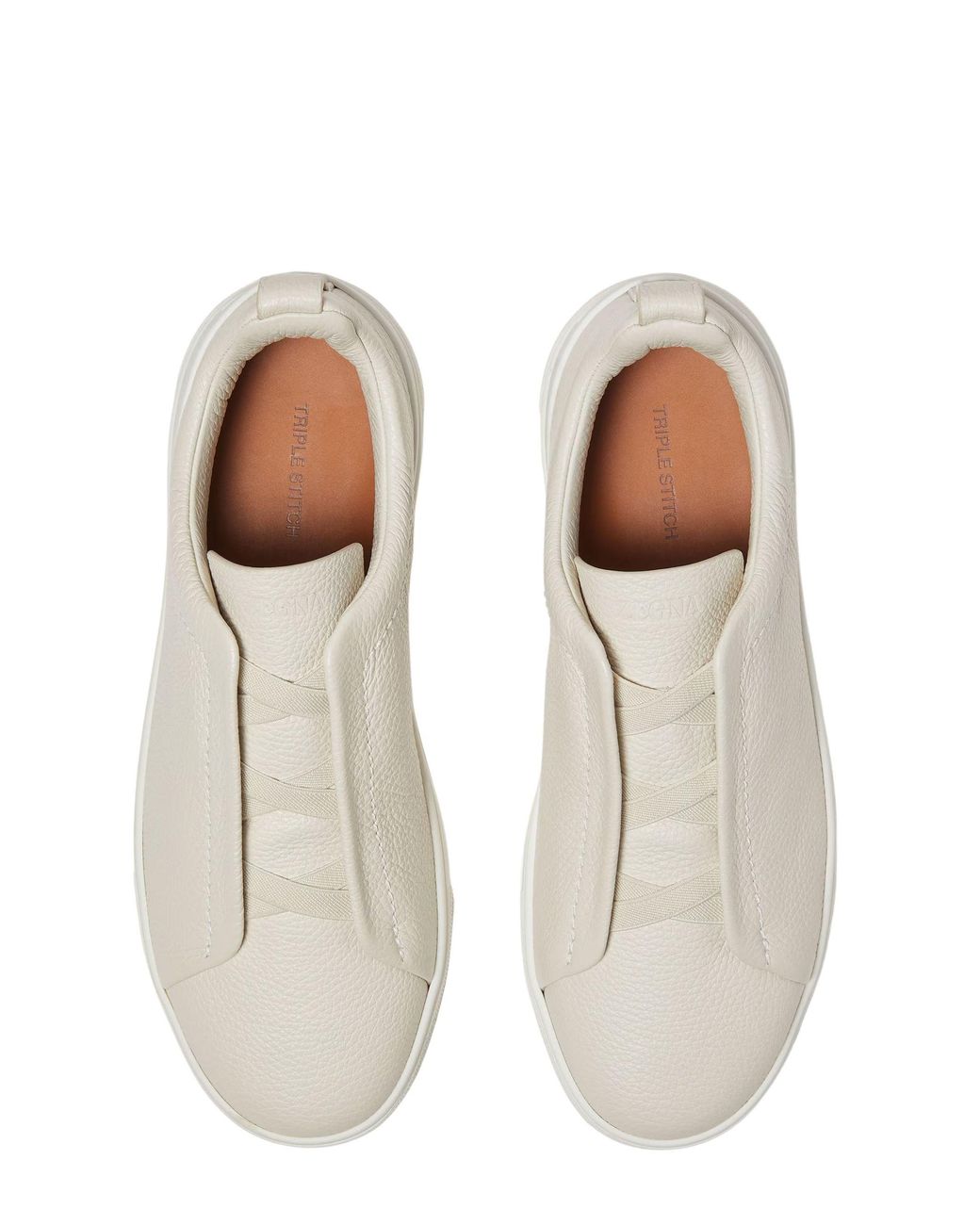 Zegna White Triple Stitch Sneaker for men