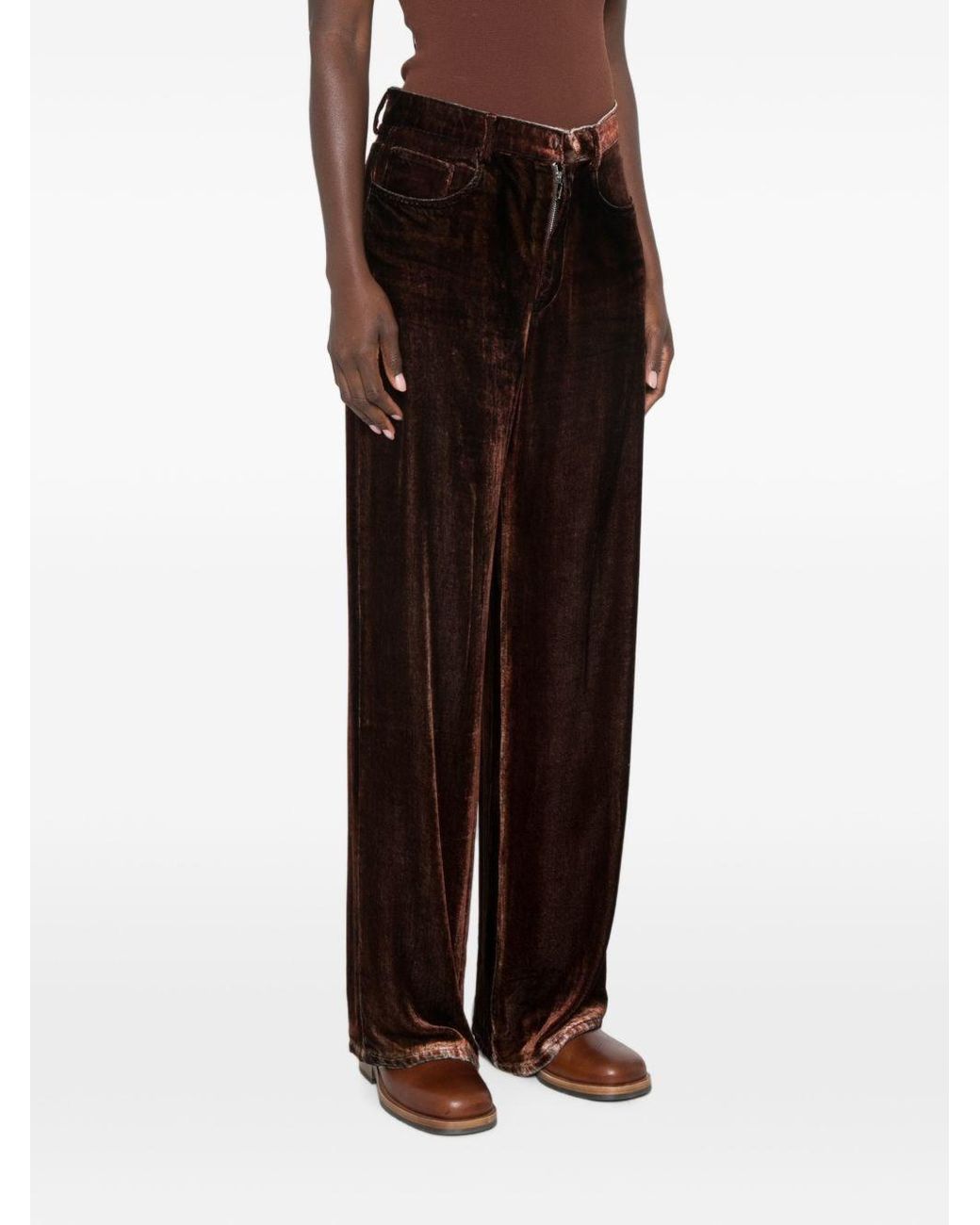 Pierre Louis Mascia White Velvet Wide-Leg Trousers