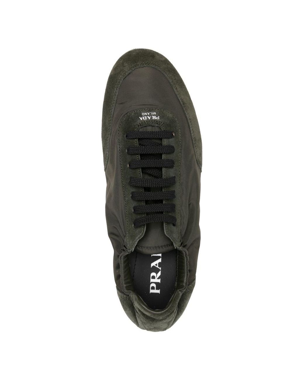 Prada Black Collapse Re-Nylon And Suede Sneakers for men