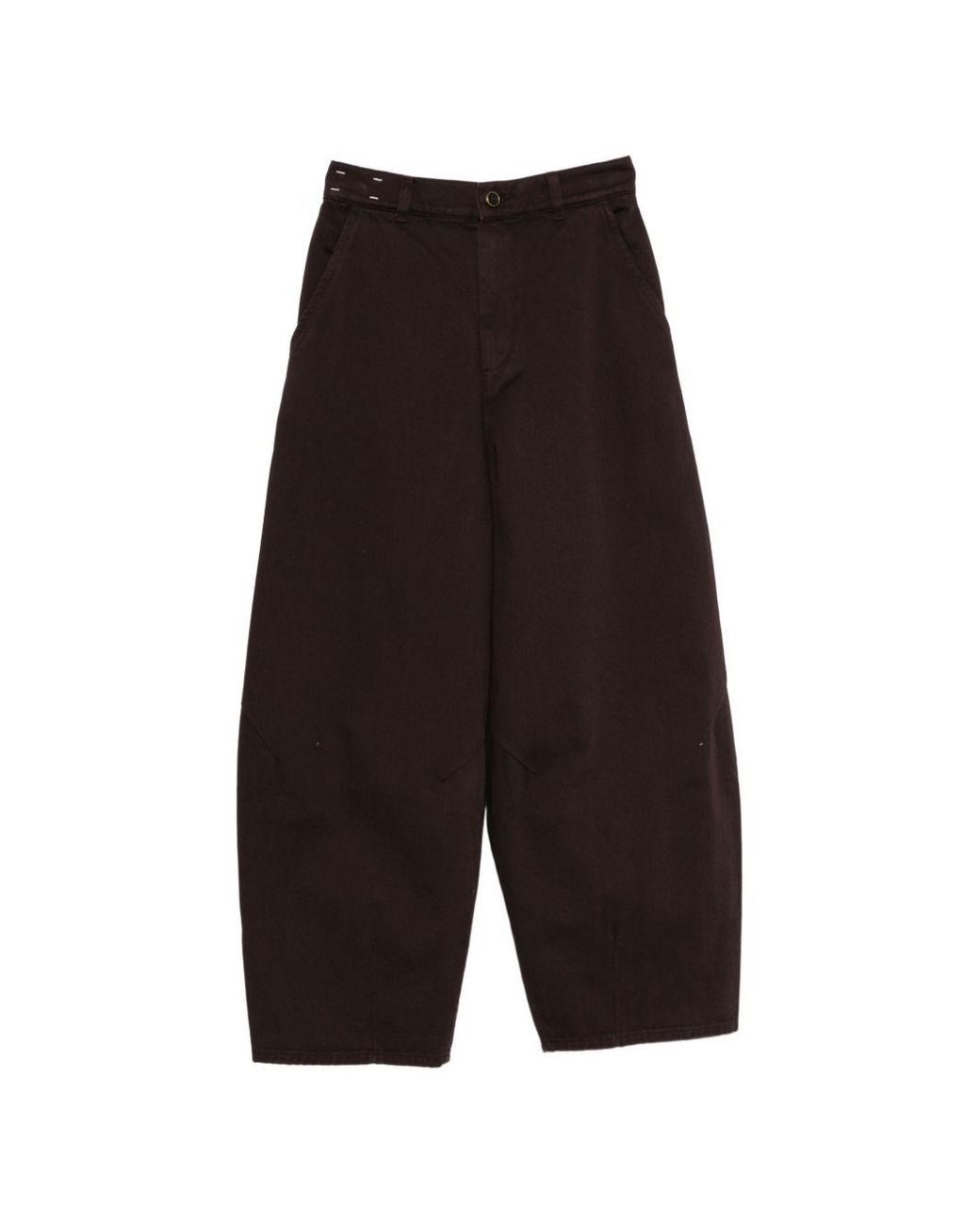 Alysi Gray Cotton Barrel Trousers