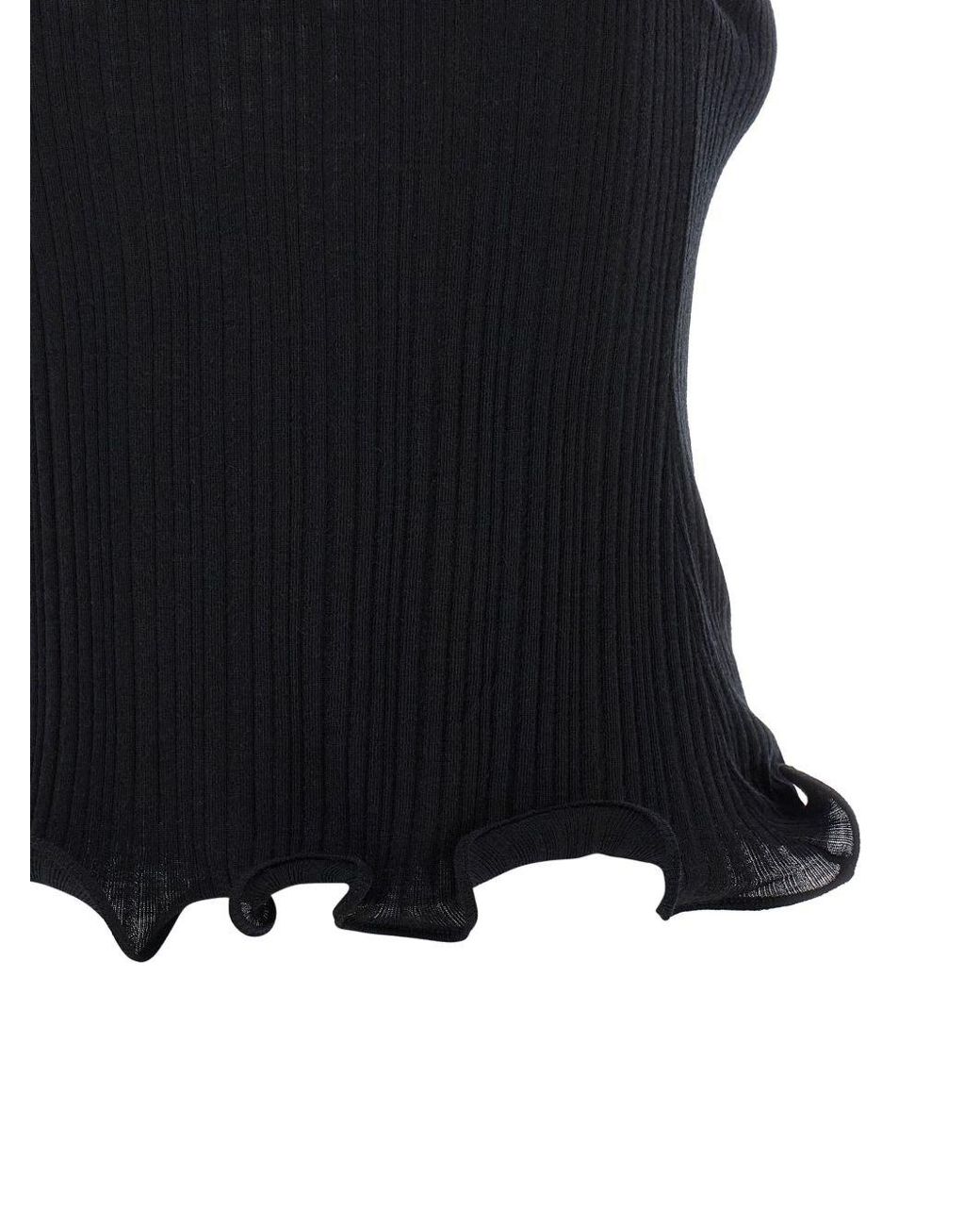 Fendi Black Wool Turtle-Neck Top