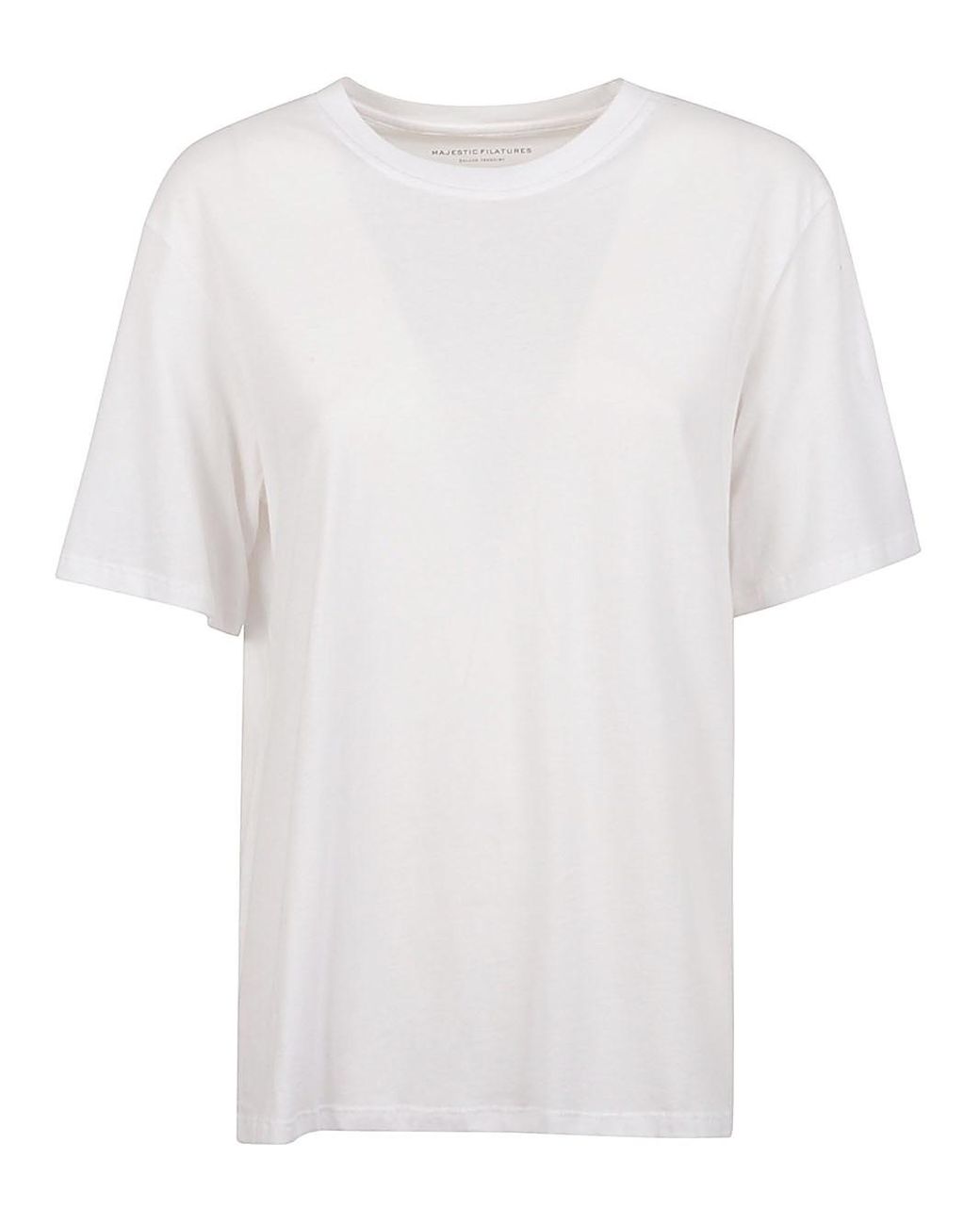 Majestic White Cotton Crewneck Top