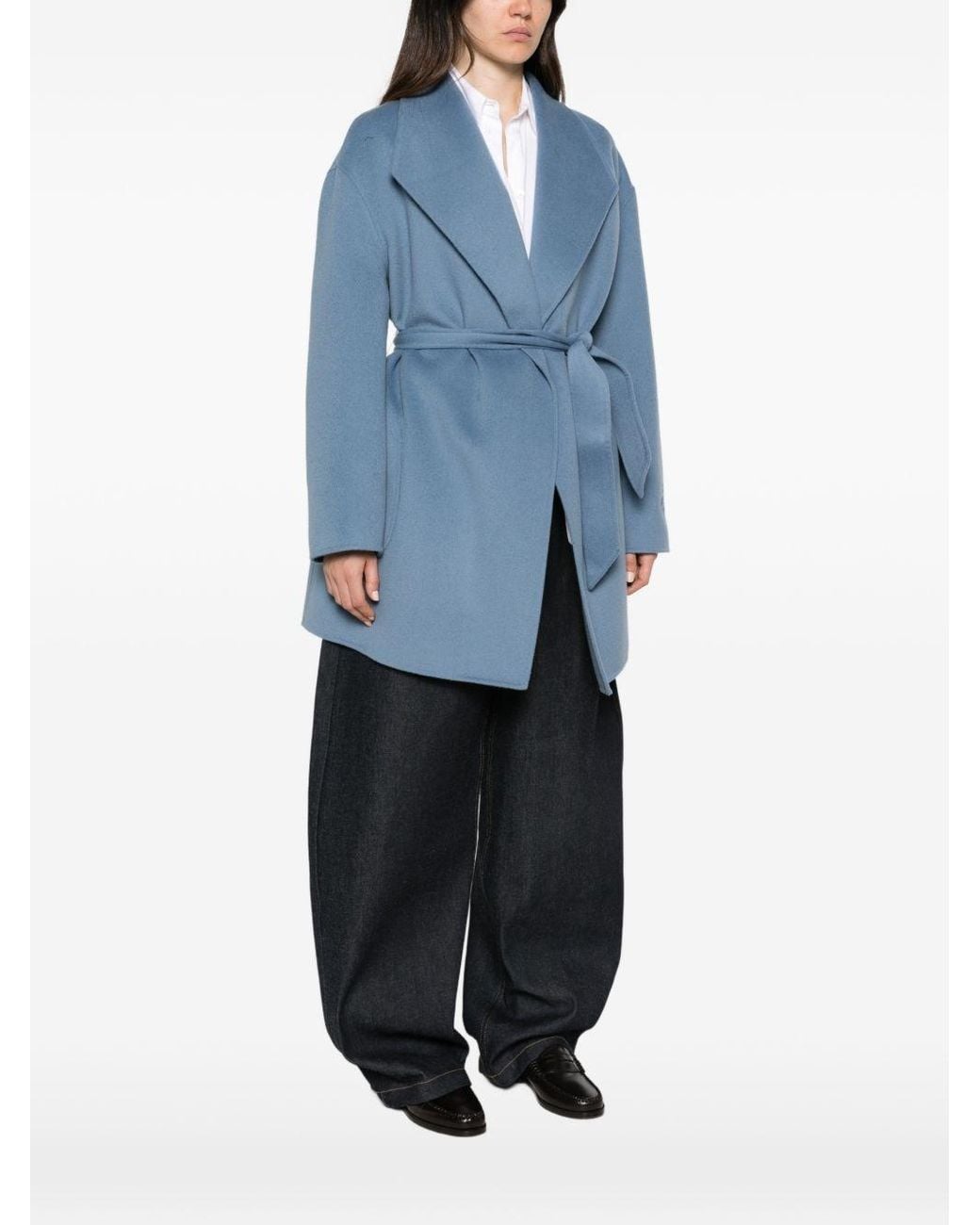 Emporio Armani Blue Wool And Cashmere Coat