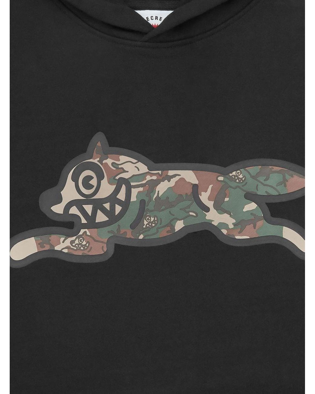 ICECREAM Black Running Dog Popover Cotton Hoodie for men