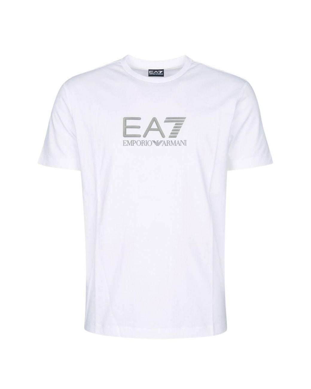 EA7 White Logo Cotton T-Shirt for men