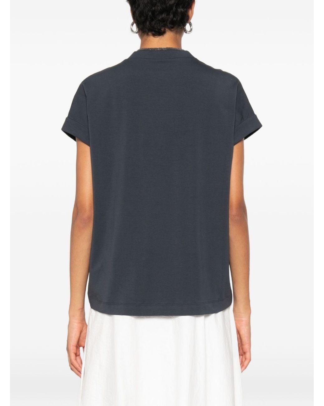 Brunello Cucinelli Blue Cotton T-Shirt