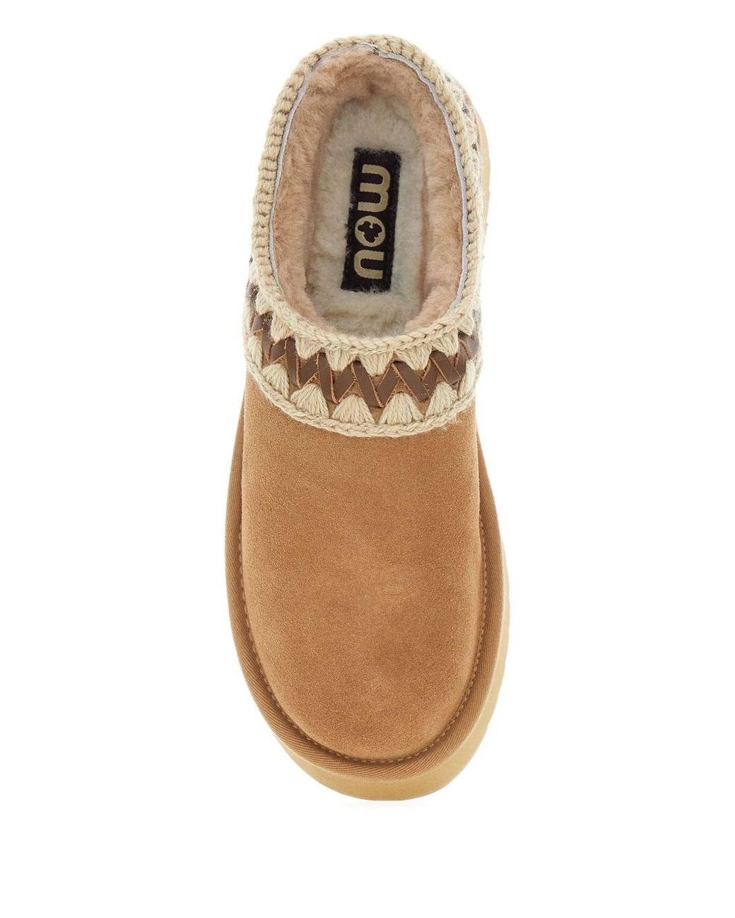 Mou Brown Platform Clog Suede Slippers