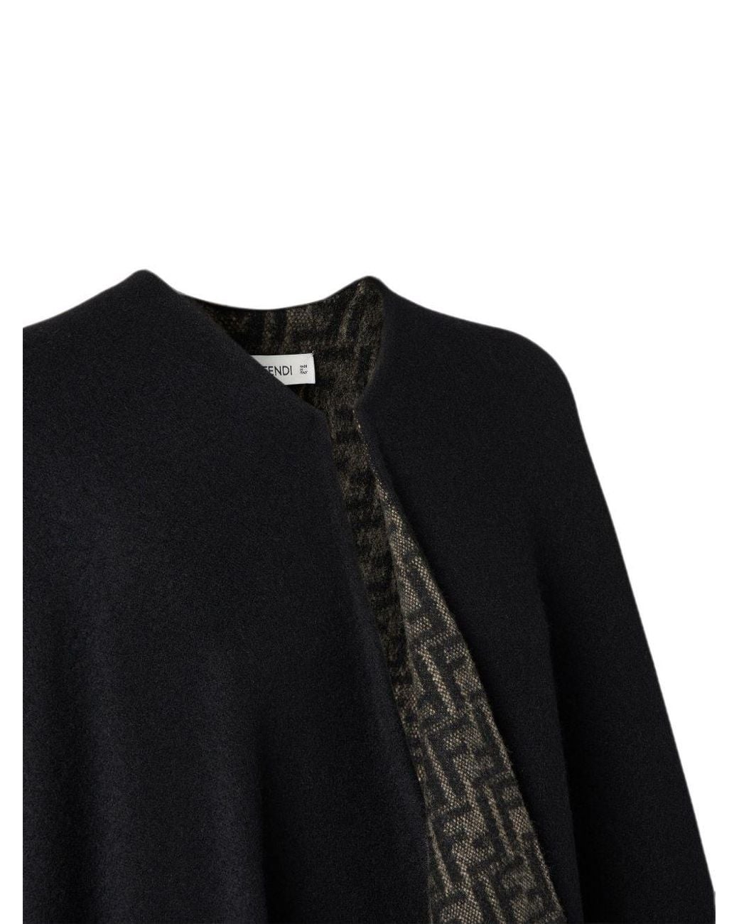 Fendi Black Ff Wool And Cashmere Poncho