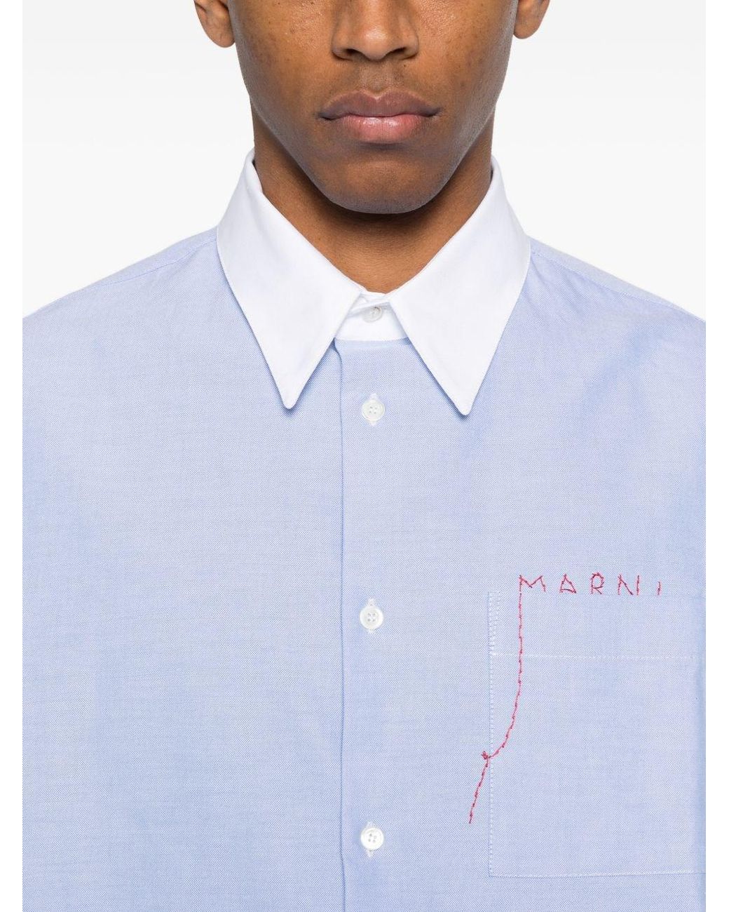 Marni Blue Cotton Shirt for men