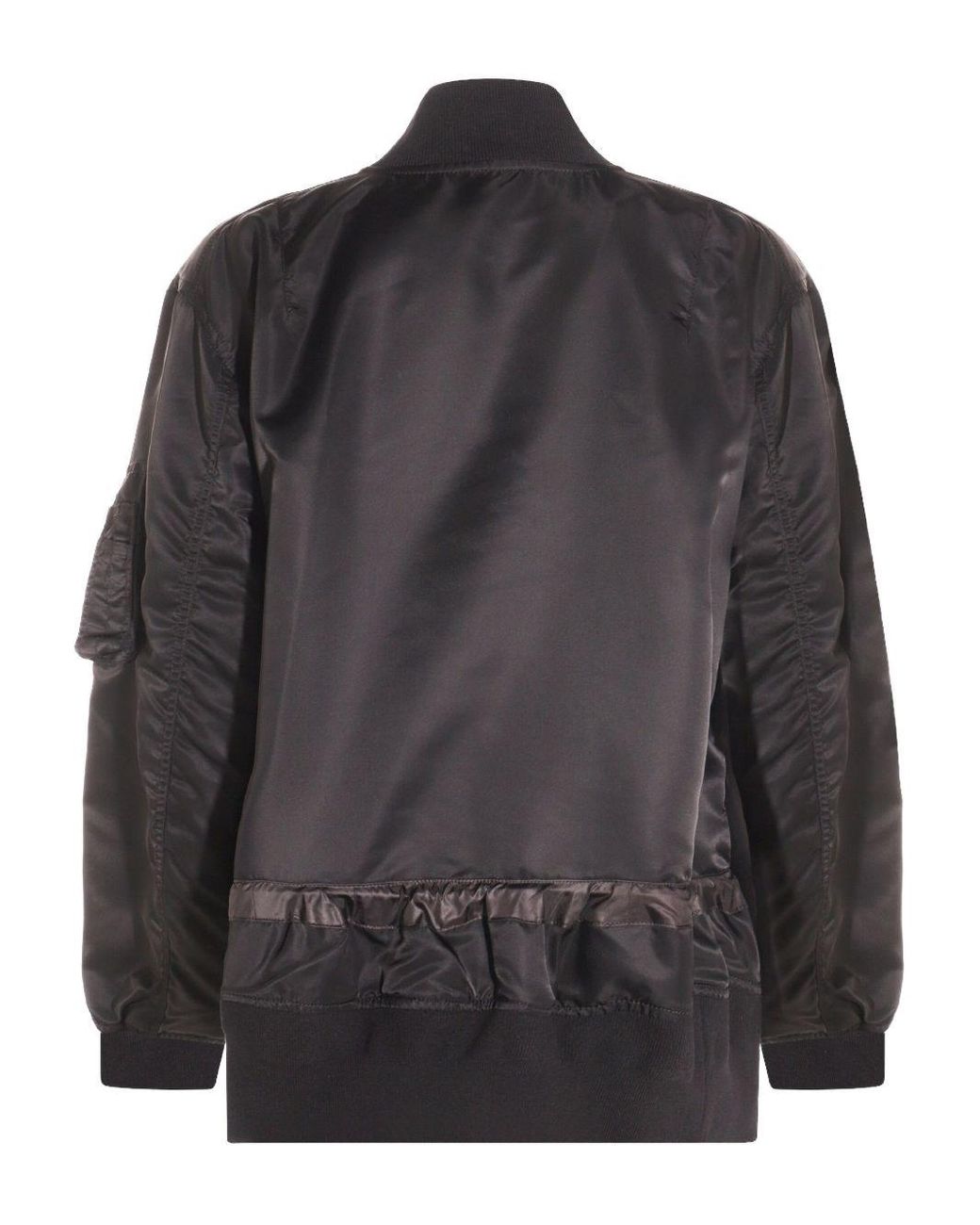 Sacai Black Jacket With Ruffled Hem And Adjustable Drawstring Waist