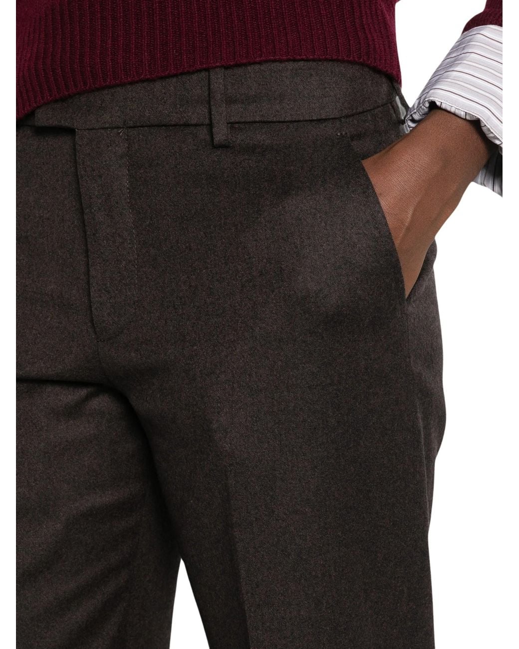 Berwich Black Pressed-Crease Belt-Loop Trousers for men