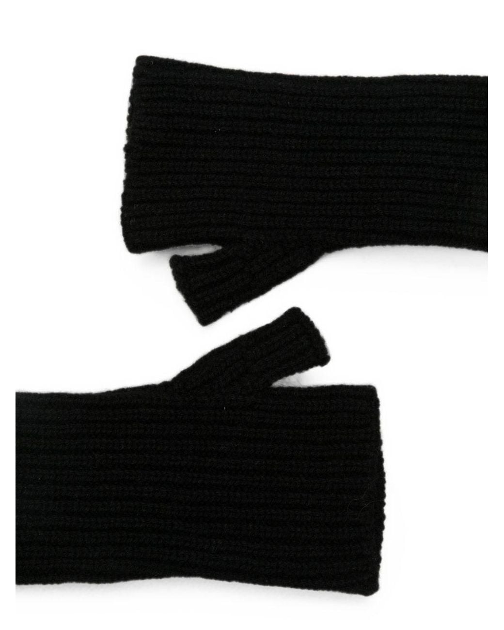 Mrz Black Wool And Cashmere Gloves