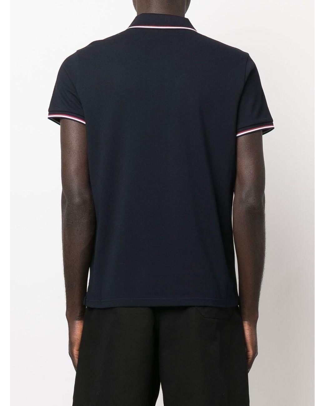 Moncler Blue Logo Cotton Polo Shirt for men