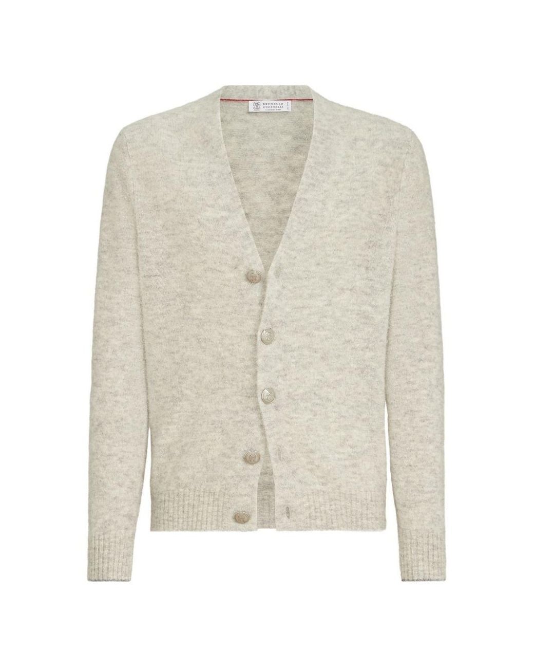 Brunello Cucinelli White Alpaca, Cashmere And Wool Cardigan for men