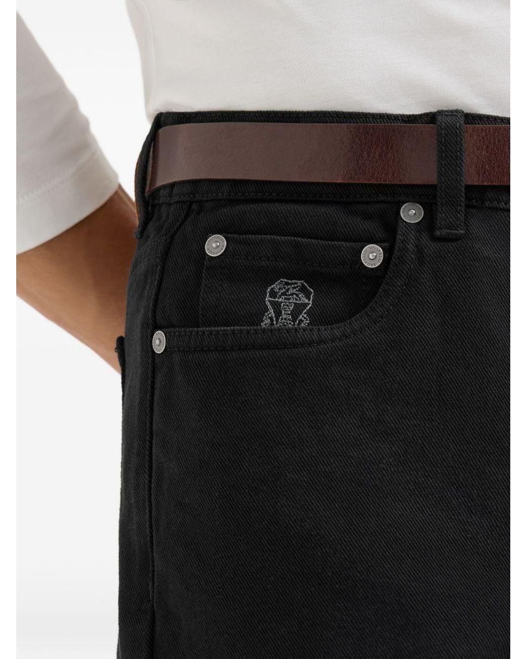 Brunello Cucinelli Black Cotton Trousers for men