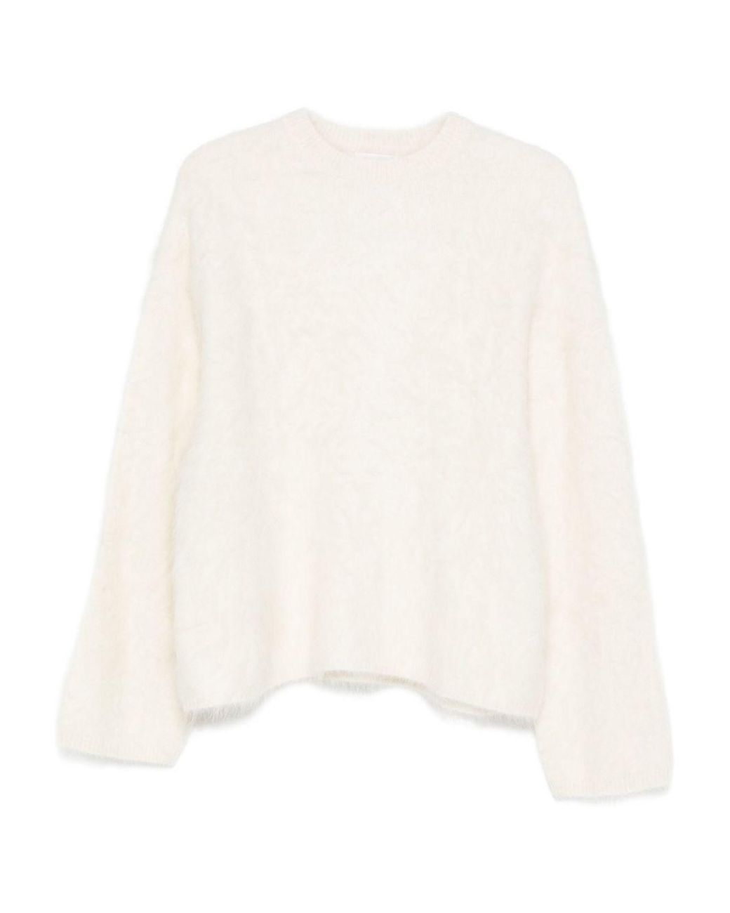 Soft Goat White Wool Crewneck Jumper