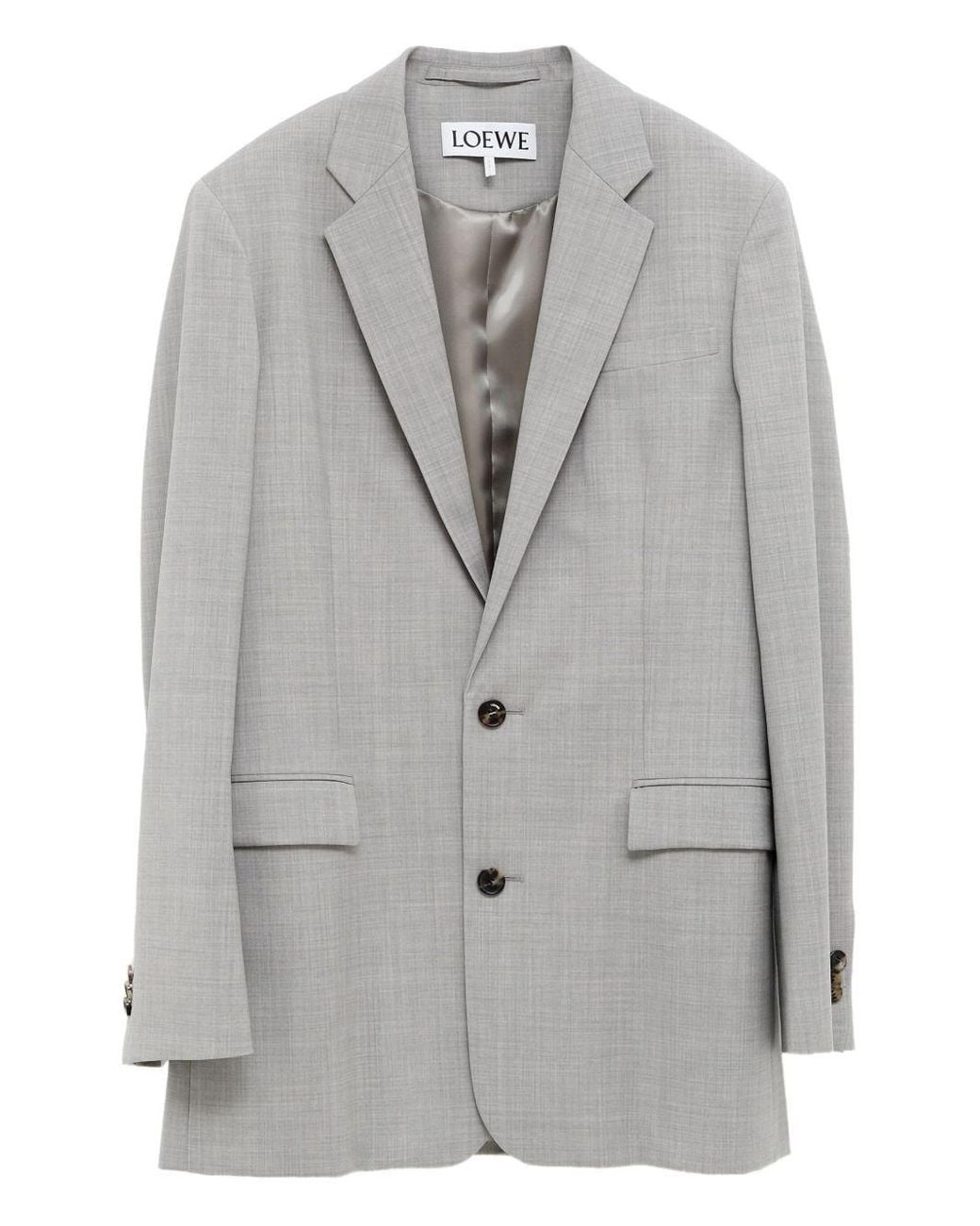 Loewe Gray Wool Single-Breasted Jacket for men