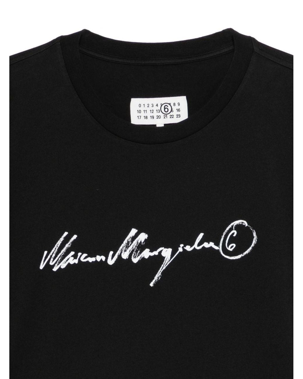 MM6 by Maison Margiela Black Logo Cotton T-Shirt for men
