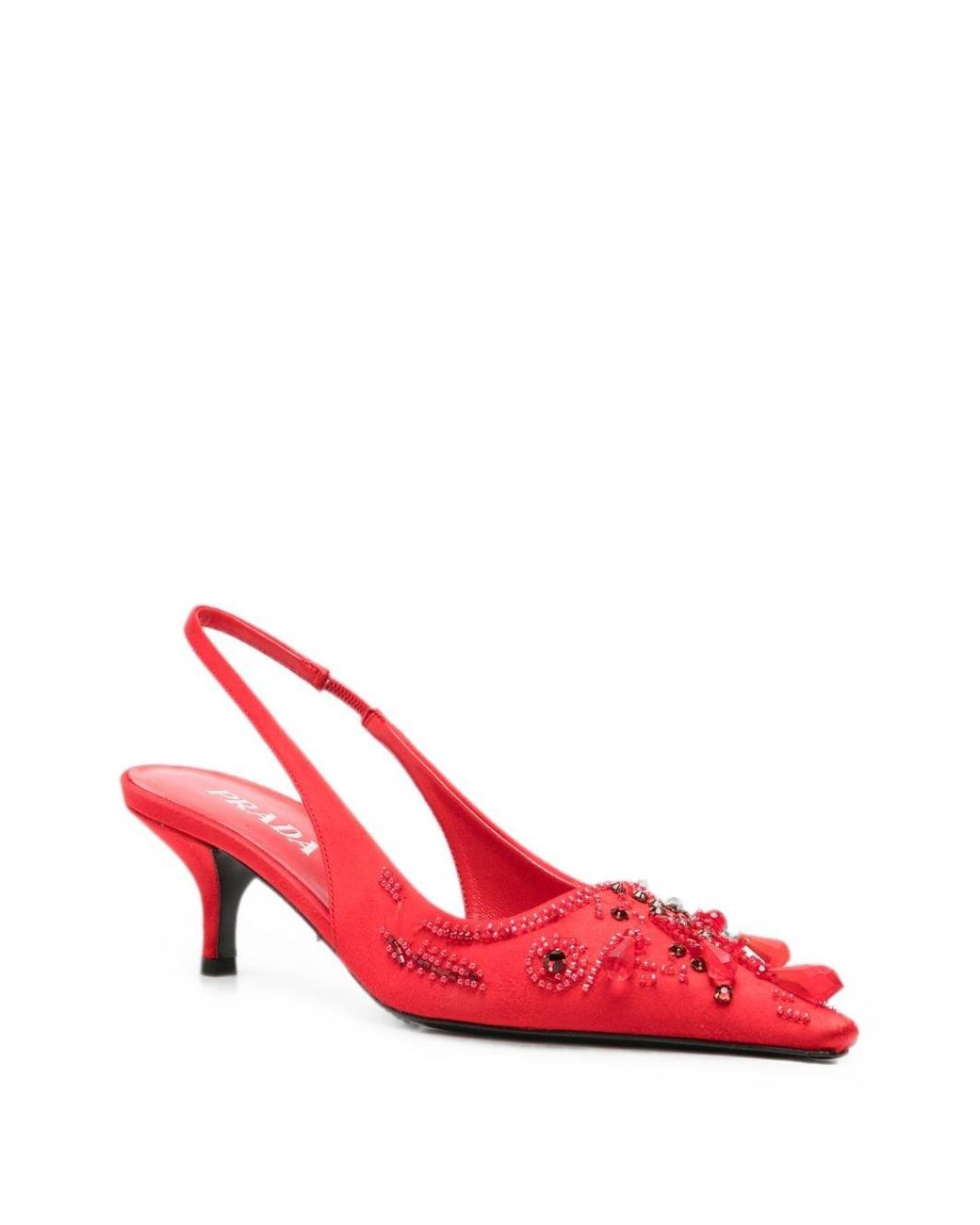 Prada Embroidered Slingback Pumps