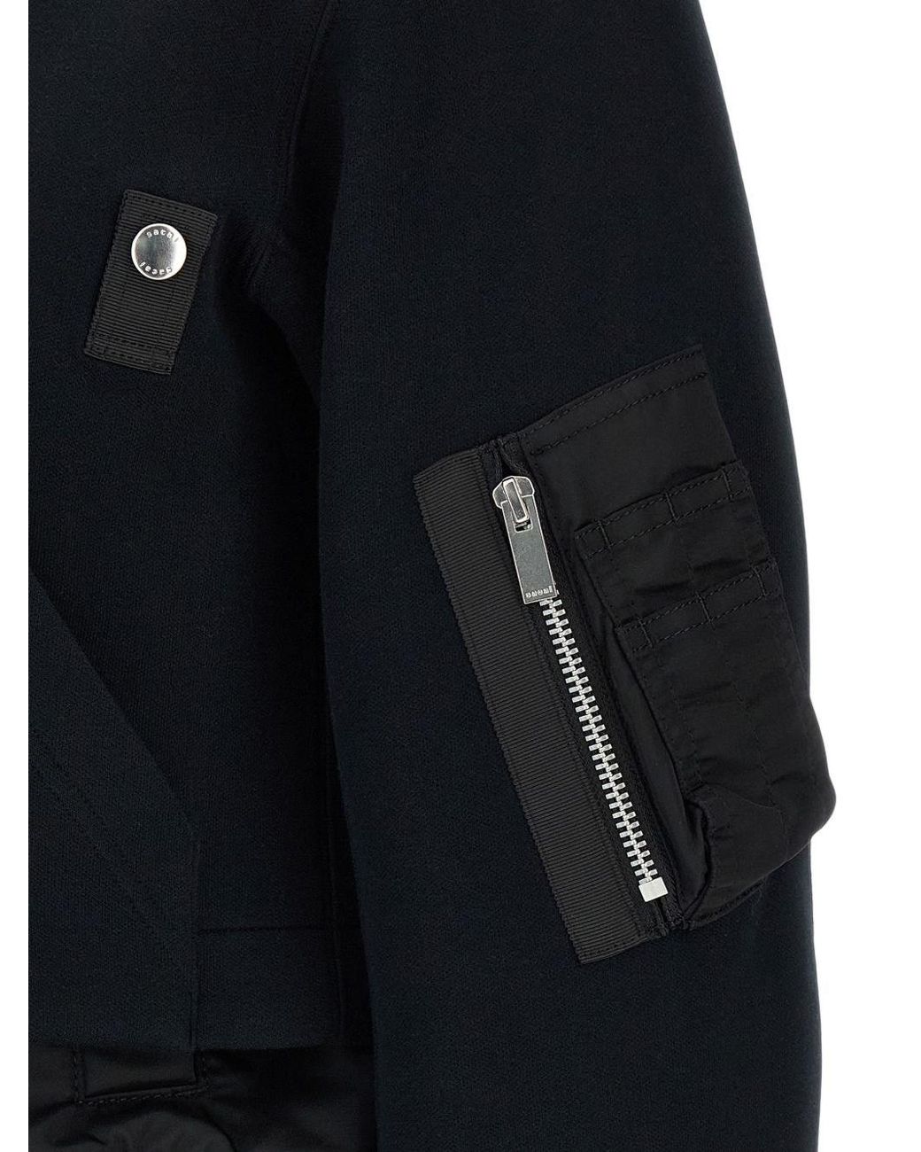 Sacai Black Cotton Blend Hoodie