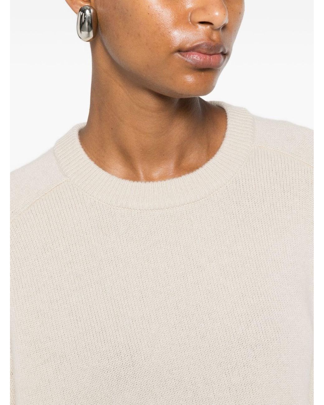 Soft Goat White Wool Crewneck Jumper
